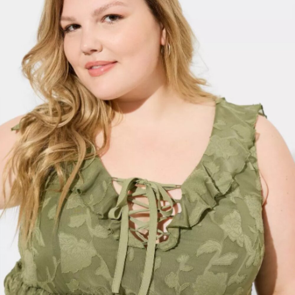 Torrid Festi Stretch Lace Hi Lo Lace Up Maxi Dress - Picture 3 of 10